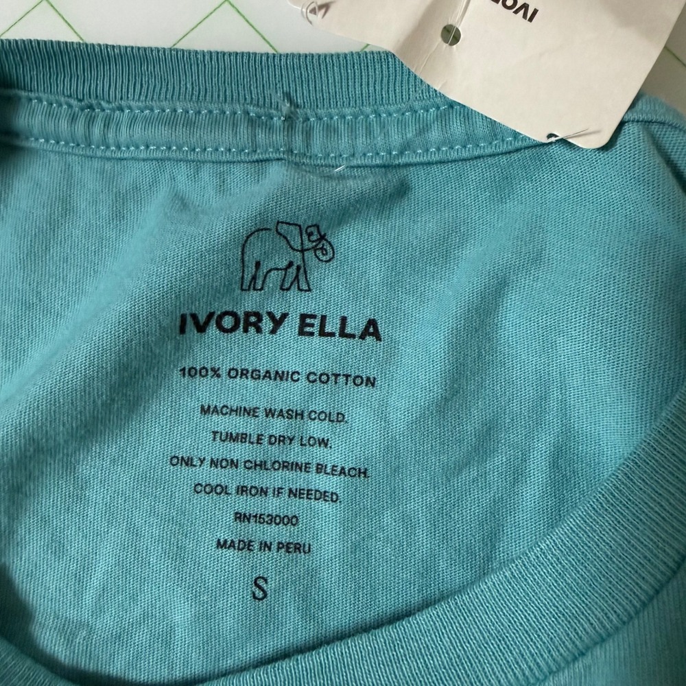 New Ivory Ella Aqua Blue Paisley Floral Elephant long sleeve Small women's shirt - Picture 8 of 8